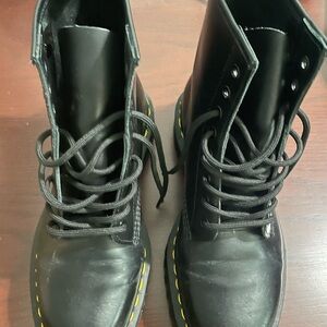 Dr. Martens Black Boots with Yellow Stitch Detail